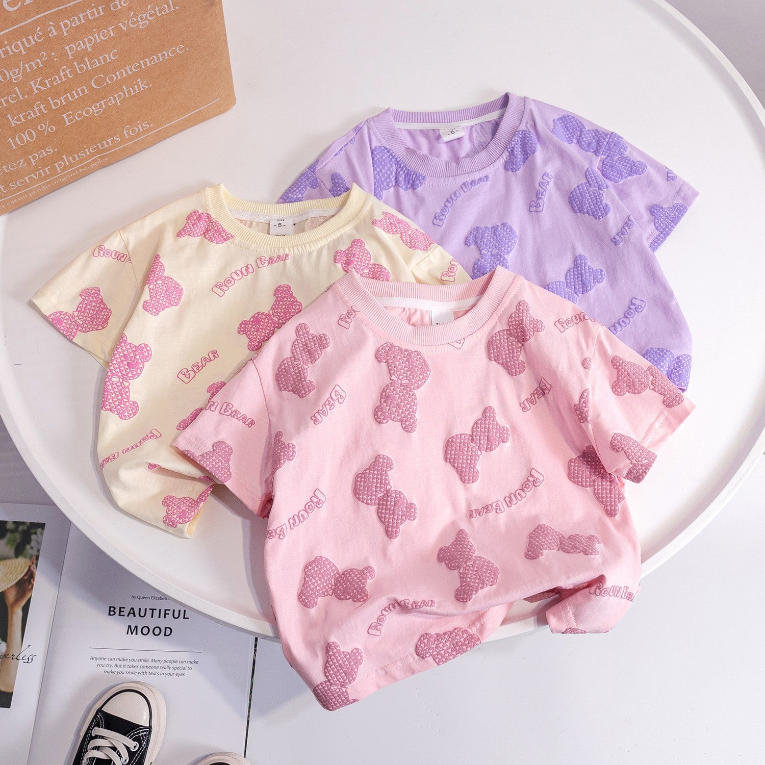 Baby Girls Cotton Cartoon Bear Summer T-Shirt (1-6Y)