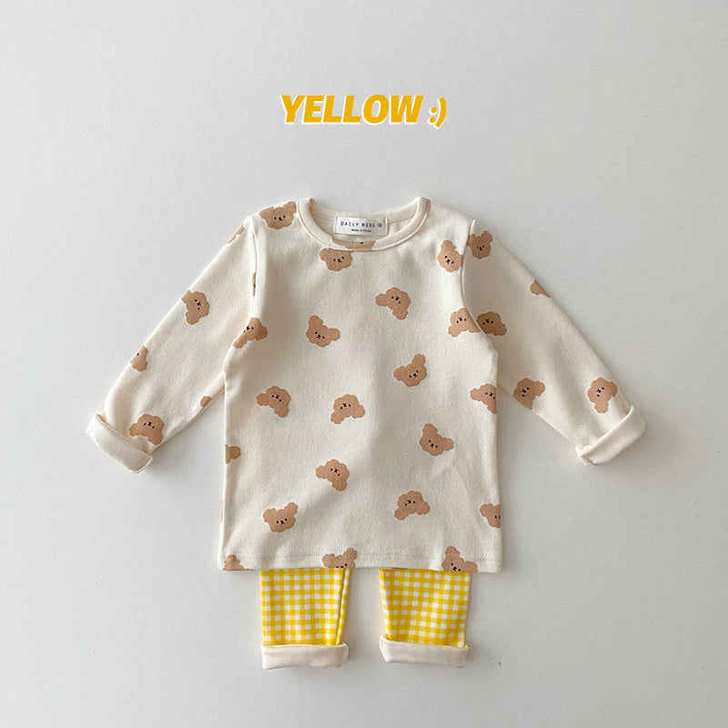 Cartoon Multi-Color Elastic Children's Clothing Set