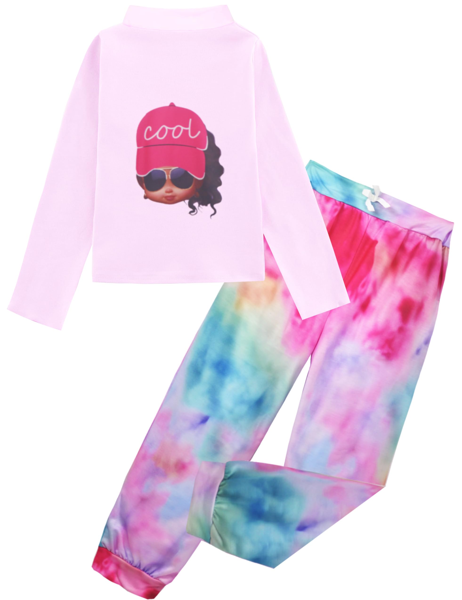 Girls 2 Piece Outfits Toddler Girl Clothes Fashion Tracksuit Tie Dye Sweatsuits Long Sleeve Pullover Sweatshirt Sweatpants Athletic Tracksuit Kids Clothing Sets Fall Jogging Lounge Set Purple Size 6-7
