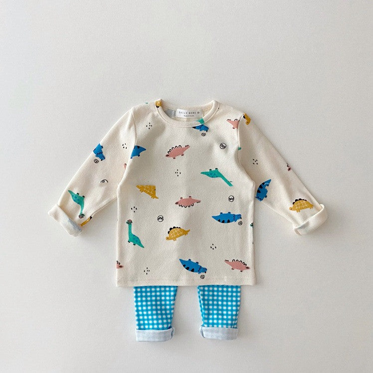 Cartoon Multi-Color Elastic Children's Clothing Set