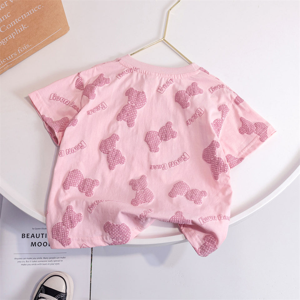 Baby Girls Cotton Cartoon Bear Summer T-Shirt (1-6Y)