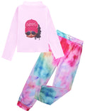 Girls 2 Piece Outfits Toddler Girl Clothes Fashion Tracksuit Tie Dye Sweatsuits Long Sleeve Pullover Sweatshirt Sweatpants Athletic Tracksuit Kids Clothing Sets Fall Jogging Lounge Set Purple Size 6-7