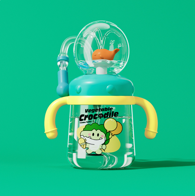Whale Splash Sippy Cup for Toddlers — Leakproof Tritan Water Bottle