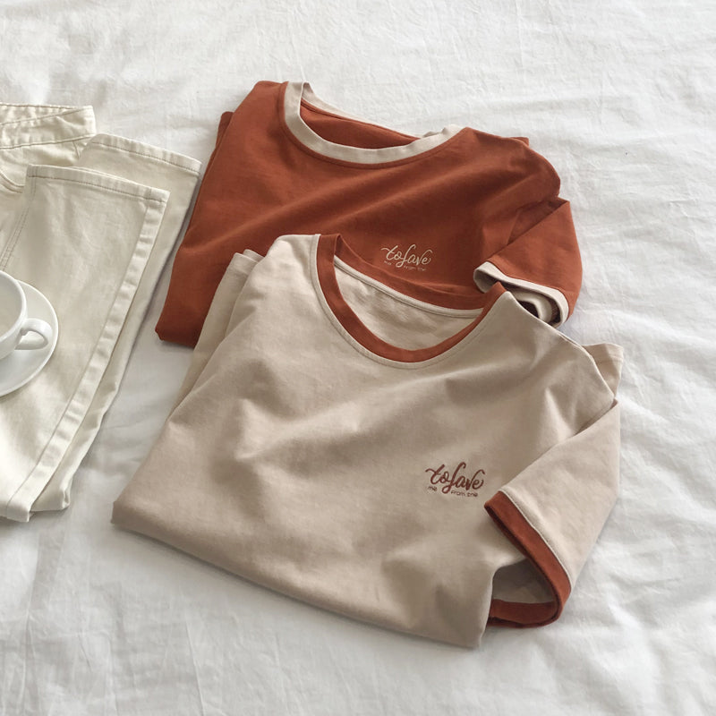 Women's Simple Retro Embroidered Korean Fashion T-Shirt