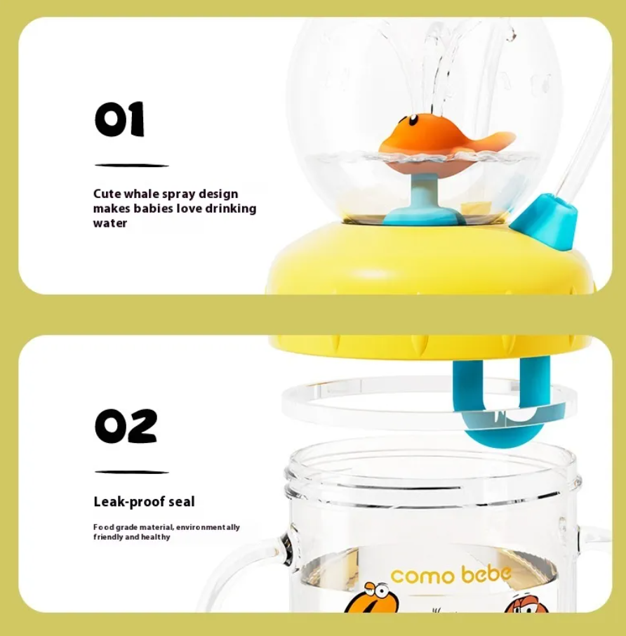 Whale Splash Sippy Cup for Toddlers — Leakproof Tritan Water Bottle