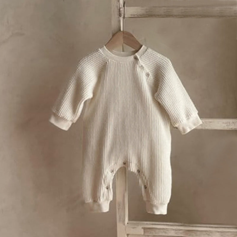 Organic Waffle Cotton Baby Jumpsuit — All-Season Long-Sleeve Romper (Boys & Girls)