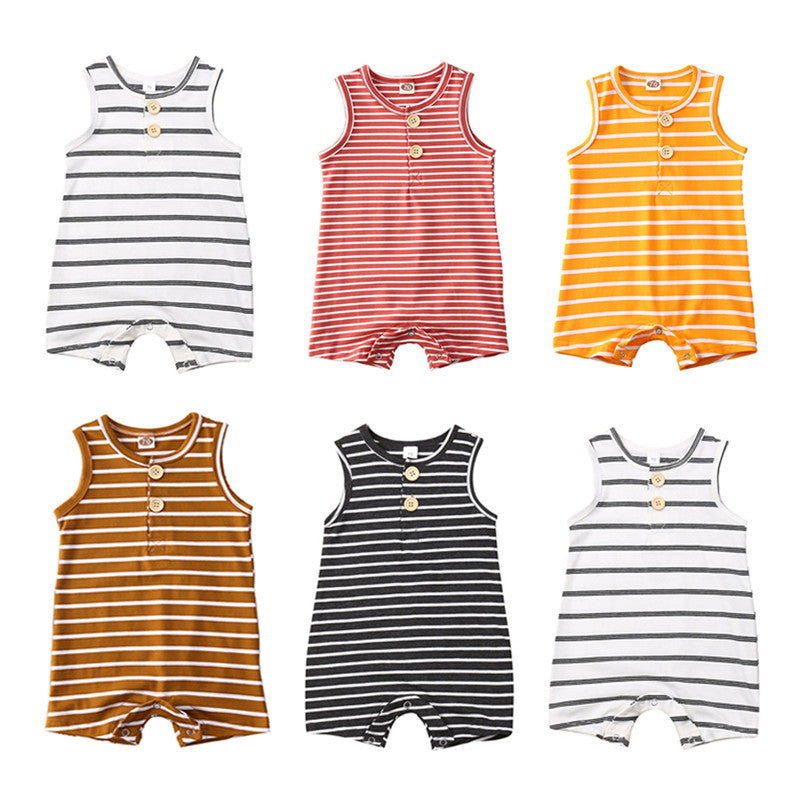 Sunny Stripes Baby Boy Romper Set — Summer Clothing for Little Ones