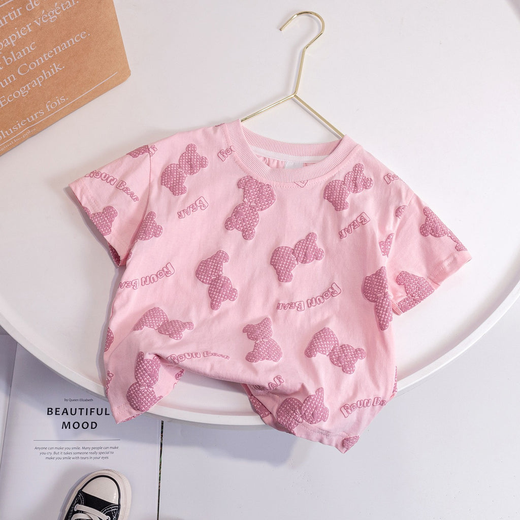 Baby Girls Cotton Cartoon Bear Summer T-Shirt (1-6Y)