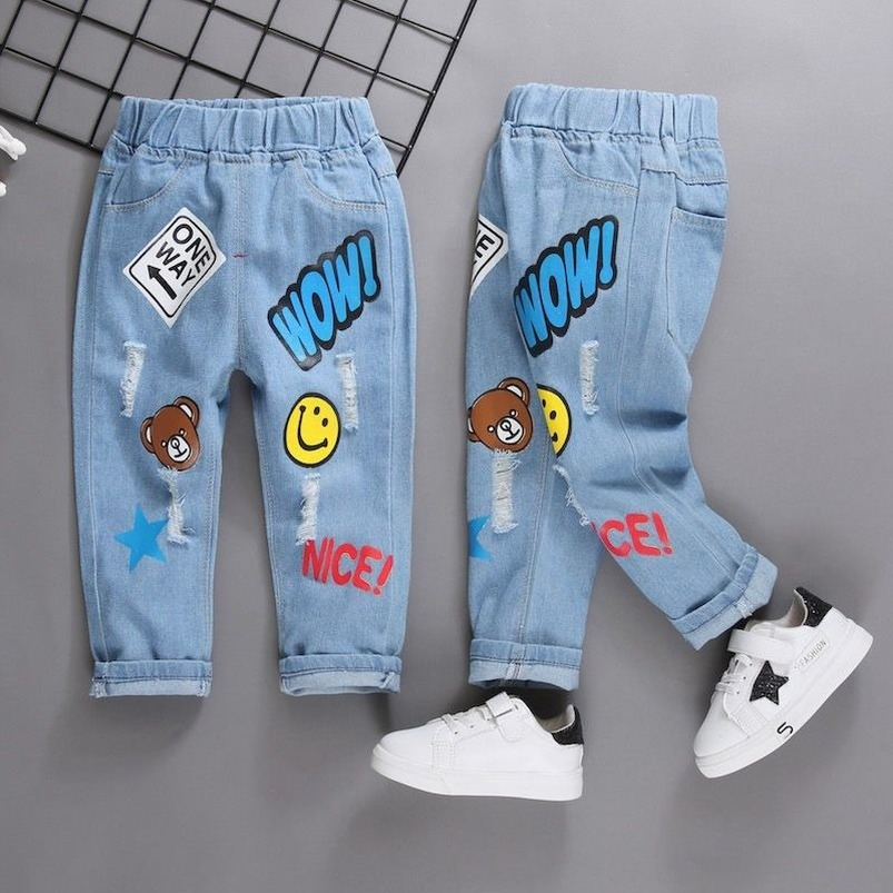 Toddler Boys Denim Cartoon Graffiti Jeans (Ages 2-6)
