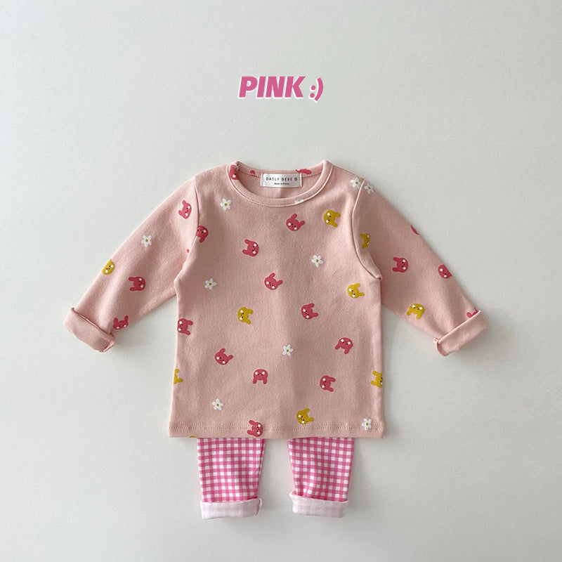 Cartoon Multi-Color Elastic Children's Clothing Set