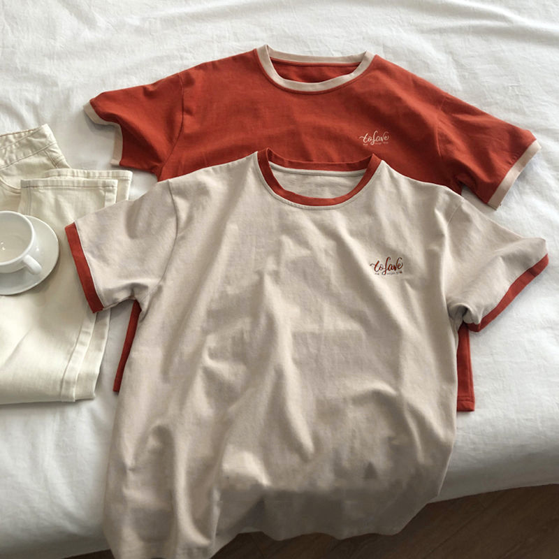 Women's Simple Retro Embroidered Korean Fashion T-Shirt