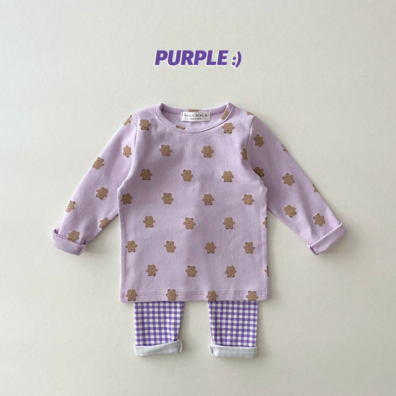 Cartoon Multi-Color Elastic Children's Clothing Set