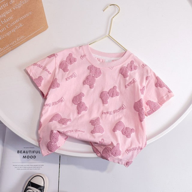 Baby Girls Cotton Cartoon Bear Summer T-Shirt (1-6Y)